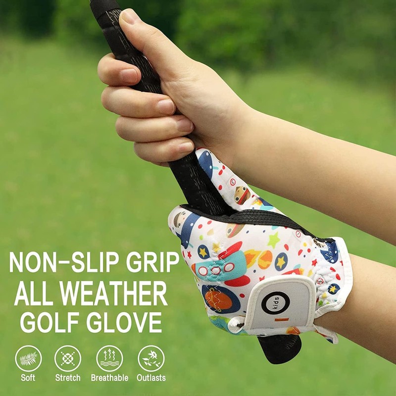 Golf Gloves Kids Left/Right Hand 2 Pack, Breathable Boys Girls