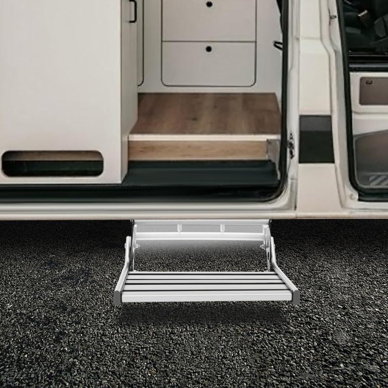 ATOLOMOTOR Folding RV Step with LED Light,330lbs Load Capacity Aluminum