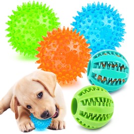 Pelota interactiva con 2 funciones diferentes para perros de 2.5 pulgadas, bolas chirriantes para perros, juguetes y denticin de cachorros, bolas de  