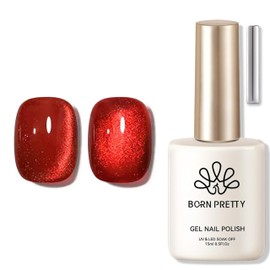 Born Pretty Red Cat Magnetic Eye Gel Nail Polish, Reflective Holographic Glitter Shiny Ruby Red 15mL Gel Nail Polish With Magnetic