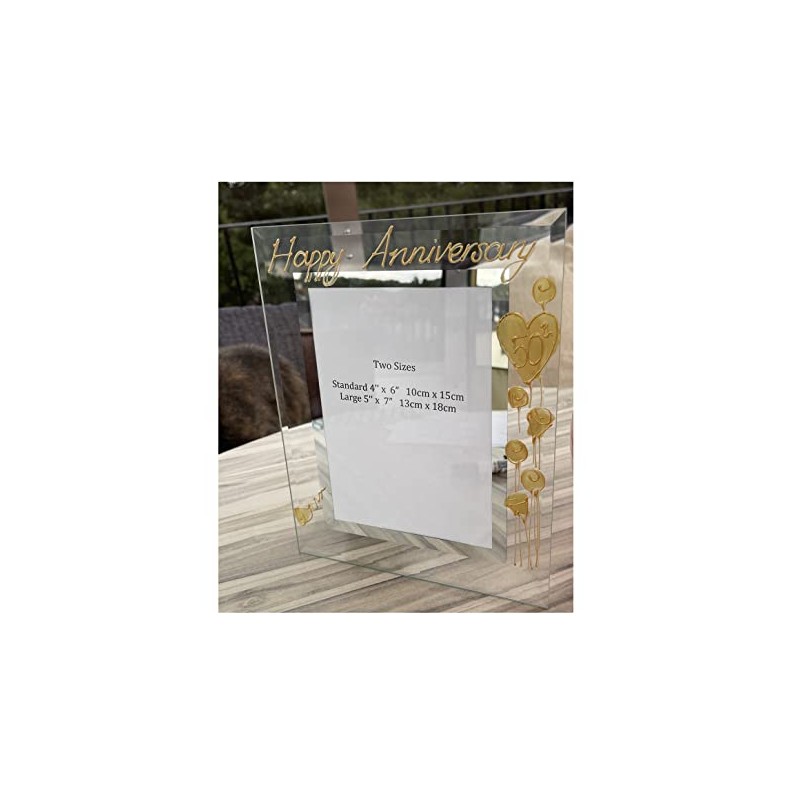50th Wedding (Golden) Anniversary Photo Frame (P) (4x6) Flower