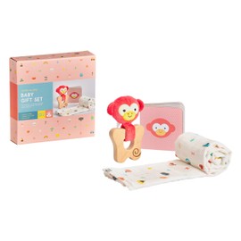 Petit Collage Eco-Friendly Organic Baby Starter 3-Piece Gift Set, Little Monkey