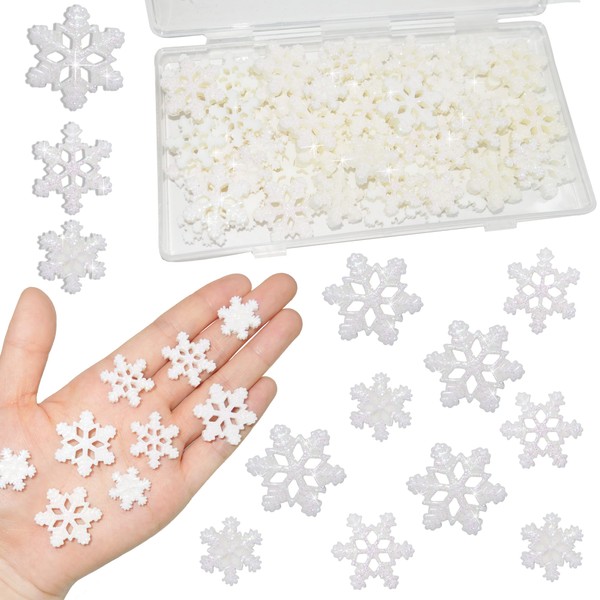 HADDIY Small Snowflakes for Craft,60 Pcs White Glitter Plastic Mini Snowflake for Christmas Embellishments and Winter Party DIY Craft Decoration-3 Different Size