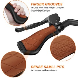 REETEE Bike Handlebar Grips Non-Slip Rubber Bicycles Grips with Aluminum Lock, Ergonomic MTB Grips 22.2 mm Universal Cycling Grips Mountain Bike Hand Grip for BMX/Bicycle/Scooter (brown)