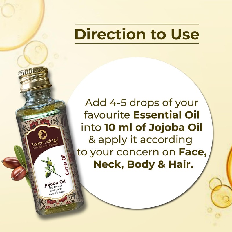 Passion Indulge Organic Jojoba oil for Hair Growth, Dandruff and