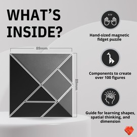 Pickagram Tangrams for Kids Ages 8-12 & Adults 3D Magnetic Tangram Fidget Puzzle: STEM Certified Magnetic Pattern Blocks (Reverse Panda)