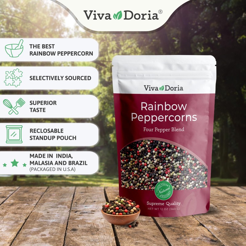 Viva Doria Rainbow Peppercorns Blend, 12 Oz and Pure Sea