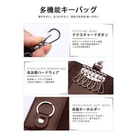 Key Case, Genuine Leather, 6 Layers, Trifold Card Key Case, Smart Key Case, Car Key Case, Large Capacity, Present, Men's, Women's,, Braun