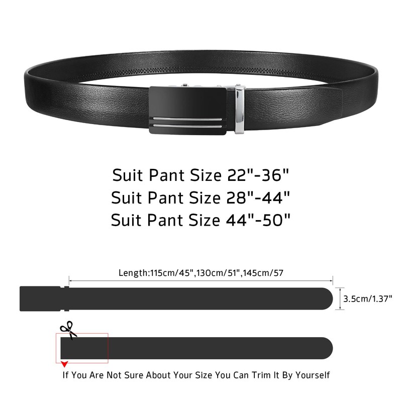 WERFORU Men's Belt, Adjustable Leather Ratchet Belt, 3.5 cm Fit,