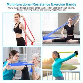 Resistance Bands Set, [Set of 3] 1.5M/4.9ft Skin-Friendly Exercise Bands with 3 Resistance Levels,Workout Resistance Bands Set for Women Men,Ideal for Strength Training, Yoga, Pilates, Fitness