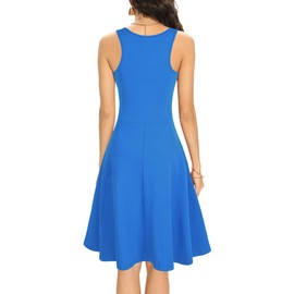 Missufe Women's Summer Dress Mini Dress Rockabilly Casual Dress Skater Dress Short Tank Dresses, blue