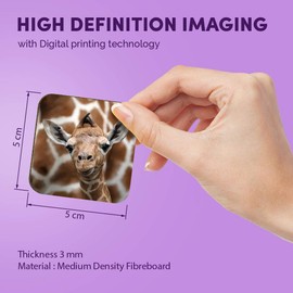 1 x Square MDF Fridge Magnet - Cute Baby Giraffe Face Wildlife 12323