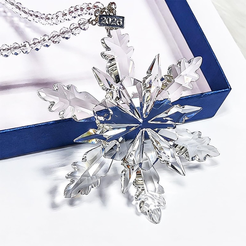 Annual Edition Ornament 2026, Crystal Glass Snowflake Christmas Ornaments