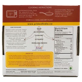 Pride Of India - Spicy Chickpea Masala Papadum Lentil Crisp, 10 count (3.53oz - 100gm) - Microwaveable Instant Chips, Gluten-Free Vegan Crackers, Healthy Protein, Fiber & Iron Rich Snacks