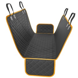 Active Pets Dog Car Seat Cover for Back Seat, Waterproof Pet Hammock Protector, Durable Nonslip Seat Protection SUV Truck, Standard 53"x56", Orange
