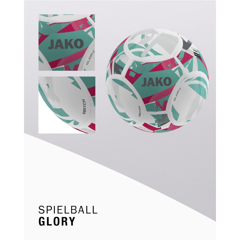 JAKO Glory Play Ball, White/Ruby Red/Cool Grey, 5