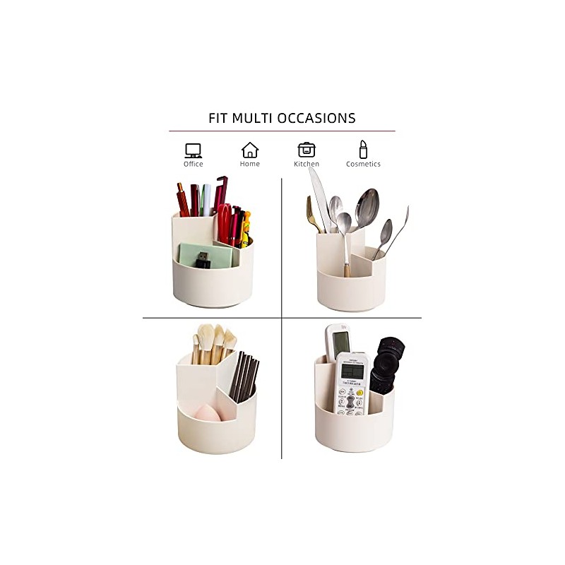360-Degree Rotating Desk Pencil Holder with 3 Slots