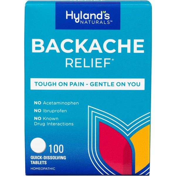 Hyland's Naturals Backache Relief, Natural Pain Relief for Upper and Lower Back Pain, Quick Dissolving Tablets, 100 Count