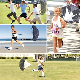 Resistance Parachute Running Speed Parachute Speed with Adjustable Strap, Speed Drills Training Parachute for Speed Training and Strength Training.(Black + Silver