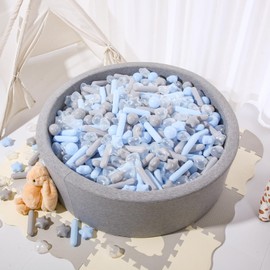 STARBOLO Ball Pit Balls for Toddlers - Macaron 100 Ball Pit Balls Crush Proof Plastic Toy Balls for Toddlers Ball Pits, Ball Pit Play Tent, Baby Pool Water Toys(Light Blue, Gray, Clear)