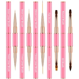 Nail Art Brushes Set - Professional 5pcs Double-Ended Acrylic Nail Art Brushes Liner Detail Thin Brushes For Drawing Design Brushes Gel Builder Brushes 3D Nail Art Tools For Salon At Home DIY Manicure Nail Art Tool Kit