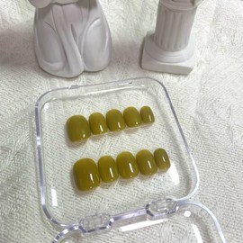 MAOLEETO 3D Oval Press on Nails, Short Round Fake Nails Ginger False Nails Small Ginger Press on Nails for Women Girls Nail Art Decoration - Smaill