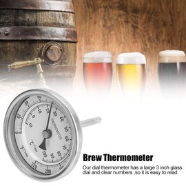 EBTOOLS Termómetro de Esfera de Rosca 1/2 NPT, Kit de termómetro bimetálico de Acero Inoxidable 0~220 ?, medición automática y precisa, para termómetro casero de Cerveza y Vino