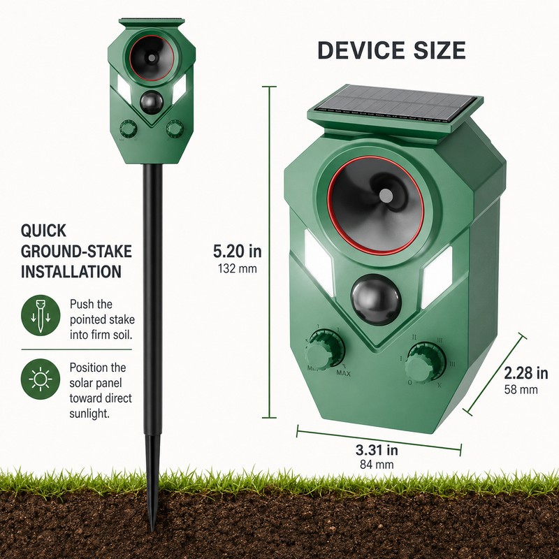 Solar Animal Repeller for Yard and Garden – Motion-Activated Ultrasonic