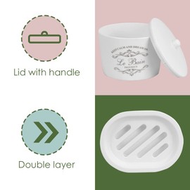 7-Piece Paris Bathroom Set (White), By Home Basics | Made From Plastic | Includes Tumbler, Toothbrush Holder, Soap Dish, Lotion Dispenser, Cotton Ball Holder, Toilet Brush Holder, and Wastebasket