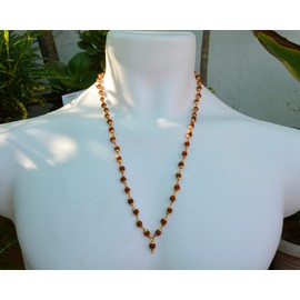 Certified Rudraksha Mala with pouch Bag , Natural Himalayan Genuine Original Rudraksha Rosary Garland Mala, Religious Tibetan Rudraksha Mala Necklace Bracelet Yoga Meditation Bead Mala Not for Japa