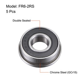 uxcell FR6-2RS Flanged Ball Bearing 3/8"x 7/8"x 9/32" Sealed Chrome Steel Miniature Ball Bearings 5pcs