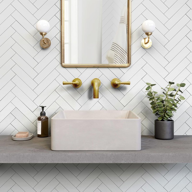 Decopus Hard Rigid Peel and Stick Stone Tile Backsplash (Luxury