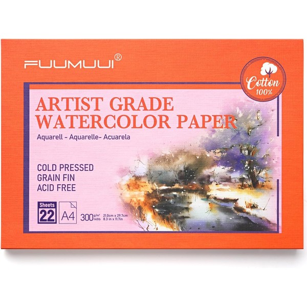 Watercolour Paper A4 100% Cotton - 22 Sheets 300 g/m²