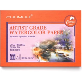 Watercolour Paper A4 100% Cotton - 22 Sheets 300 g/m² Acid-free Premium Watercolour Paper, Cold Pressed & Glued | Watercolour Pad DIN A4 | Ideal for Watercolour Painting Drawing and Hand Lettering