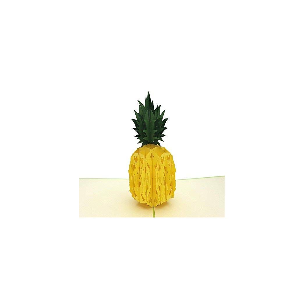 iGifts And Cards Hawaiian Pineapple 3D Pop Up Greeting Card - Fruit, Yellow, Sweet, Tropical, Green, Health, Hawaii, Half-Fold, Get Well, Just Because, Love, Special Days, Thank You, Happy Birthday