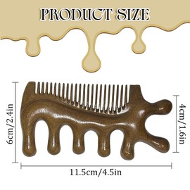 Wooden Massage Comb, Sandalwood Head Scalp Massage ToolNo Static Wide Tooth Scalp Stimulator Gua Sha Body Hair Comb for Men Women