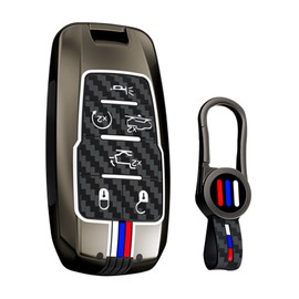 ontto - Funda para llavero de 6 botones para Dodge Ram 1500 2500 3500 4500 5500 2019 2020 2023 2024 2025, carcasa de silicona suave con marco de metal, color negro