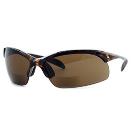Calabria 48BF Sport BiFocal Reading Sunglasses +1.50 Brown Tortoise Havana/Amber Men Women Semi-Rimless Wrap Around Sunnies