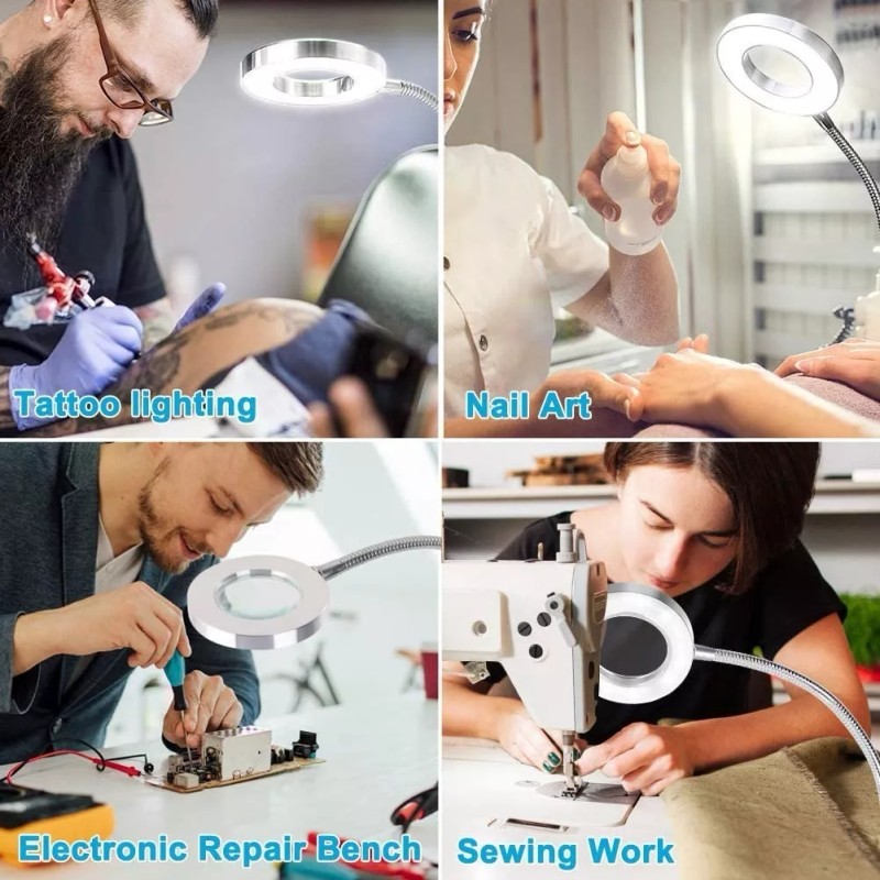 CamRom Lámpara De Mesa Con Lupa De Luz Led Usb