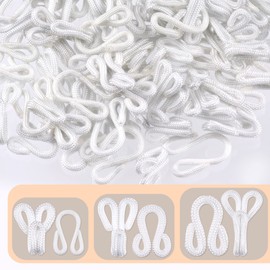 Umsole Large Covered Sewing Hooks and Eye Closure Jewelry Books Crafts Latch for Clothing Bra thick leather deep pile fabrics fur Coats Wraps and Jackets,60 Sets (White)