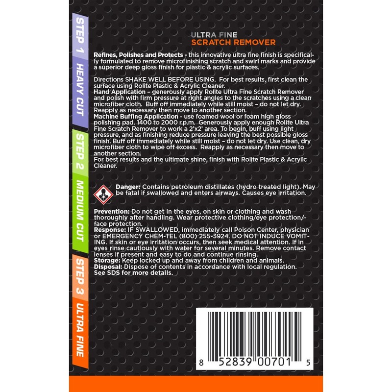 Rolite RSR4STEP4zCP 4 Step Scratch Removal System for Plastic &