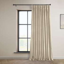 HPD Half Price Drapes Signature Plush Extra Wide Velvet Blackout Curtains for Bedroom (1 Panel),100W X 108L Hotel Black Out Curtains for Living Room, Thermal Insulated Blackout Curtains, Angora Beige