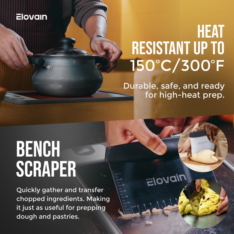 Elovain Dual-Sided Stainless Steel Cutting Board with Knife Sharpener –