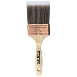 Shur-Line 55537N Premium Paint Brush, Poly/Nylon Blend Bristles, Flat w/Fine Tapered Tips, Solid Wood Beaver Tail Handle, 3 Inch W