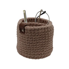 2 In 1 Eyeglass Holder Stand with 2 Sections, YITOBA Protective Eye Glasses Holder for Nightstand, Soft Weave Vertical Eyeglass Stand Case Storage Organizer for Office Desk (Camel)