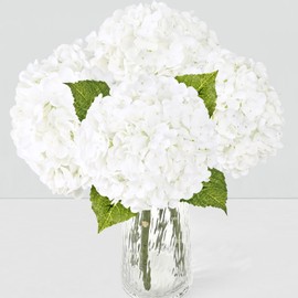 LCKRVOL 3Pcs 21" Real Touch White Hydrangea Artificial Flowers, Realistic Latex Faux Hydrangea Flowers Full Fake Hydrangeas for Home Party Wedding Floral Arrangements Centerpieces Outdoor Decor