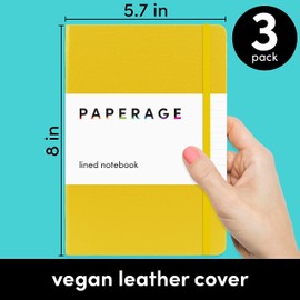PAPERAGE Lined Journal Notebooks, 3 Pack, (Yellow, Blush & Turquoise), 160 Pages, Medium 5.7 inches x 8 inches - 100 GSM Thick Paper, Hardcover