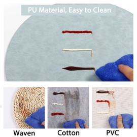 Embossed PU Leather Placemats, Waterproof Coffee Coasters, Kitchen Table Mats, Easy to Wipe Off for Dining Round Table