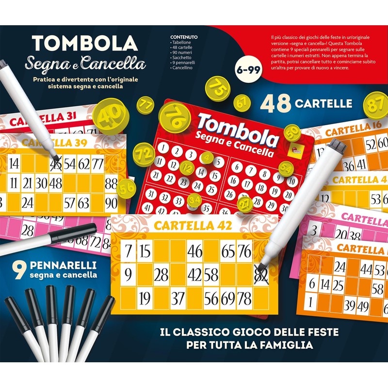 Liscianigiochi 56996 Ludoteca Tombola Sign and Eraser, Multi-Colour, 6 Years