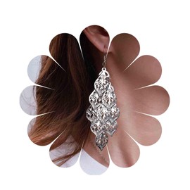 Inilbran Boho Leaf Drop Dangle Earrings Vintage Carved Leaf Earrings Ethnic Super Light Chandelier Earrings Gold Autumn Leaf Earrings Jewellery for Women and Girls, Alloy Steel